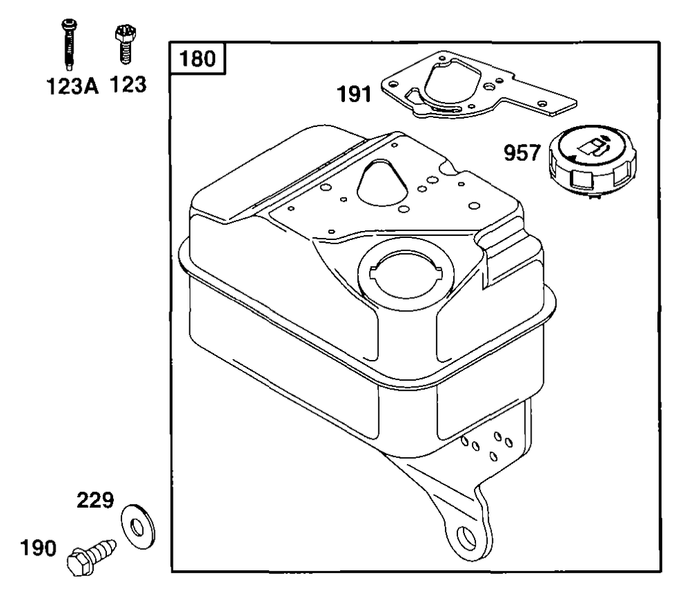 Fuel Tank Diagram and Parts List for 90212-0216-01  Briggs and Stratton Engine